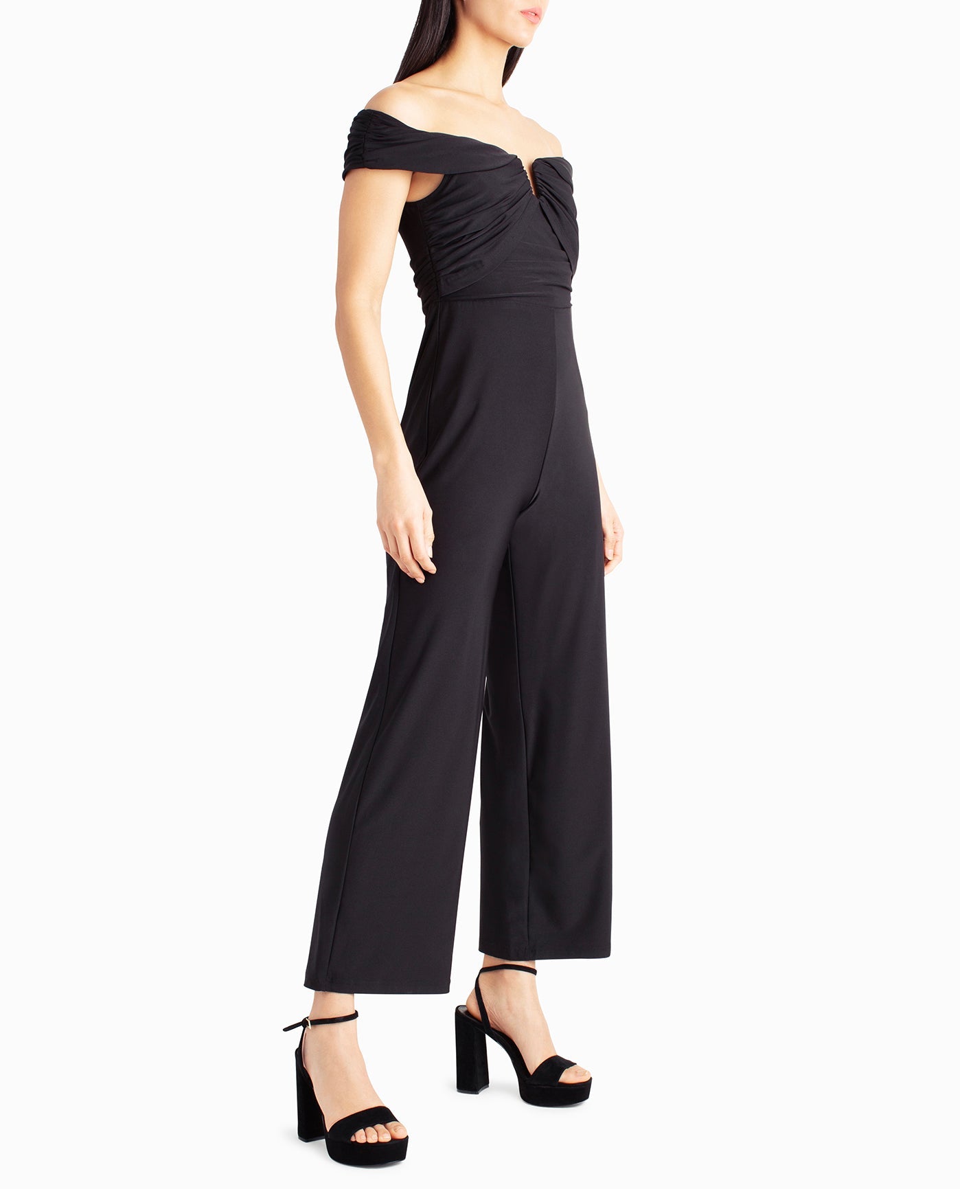 SIDE OF WHITNEY OFF-THE-SHOULDER JUMPSUIT | Very Black