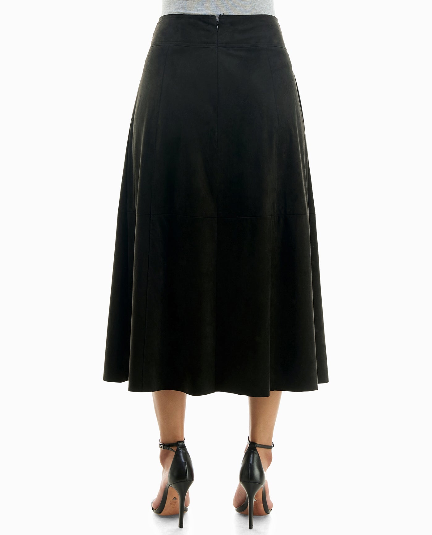 Women's Nicole Miller Designer Juliet Vegan Suede Tie Belt Midi Skirt