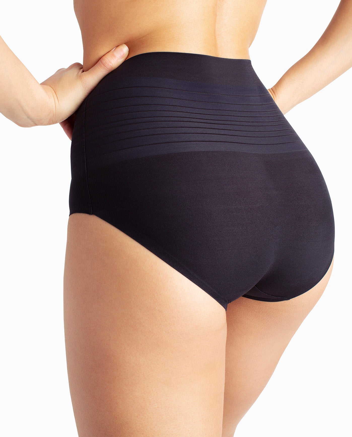 BACK OF SHAPING STRIPE LASER BRIEF | Black And Mineral Blush