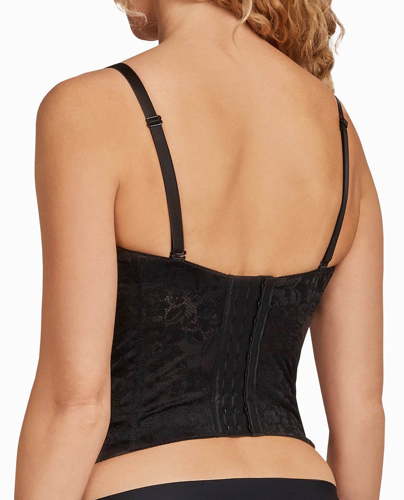 BACK OF LACE POWER MESH BUSTIER | Black