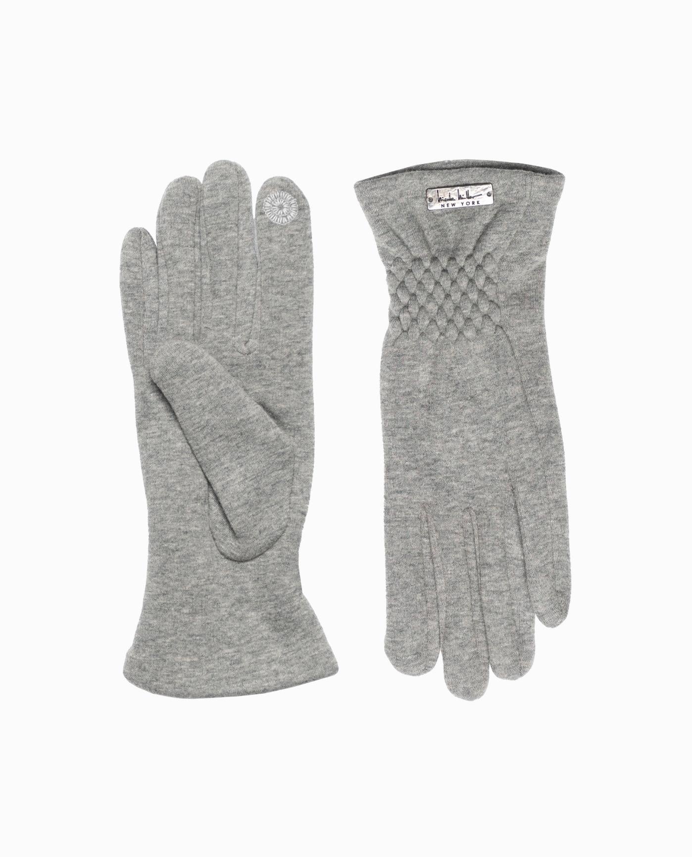TOP AND BOTTOM OF QUILTED STRETCH GLOVE | Grey
