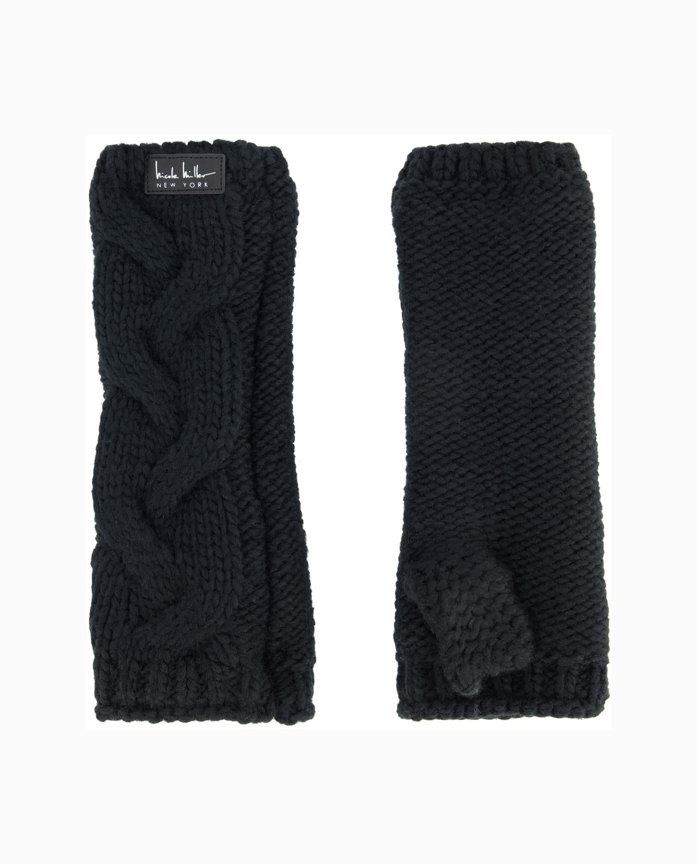 TOP AND BOTTOM OF CABLE KNIT ARM WARMER | Black