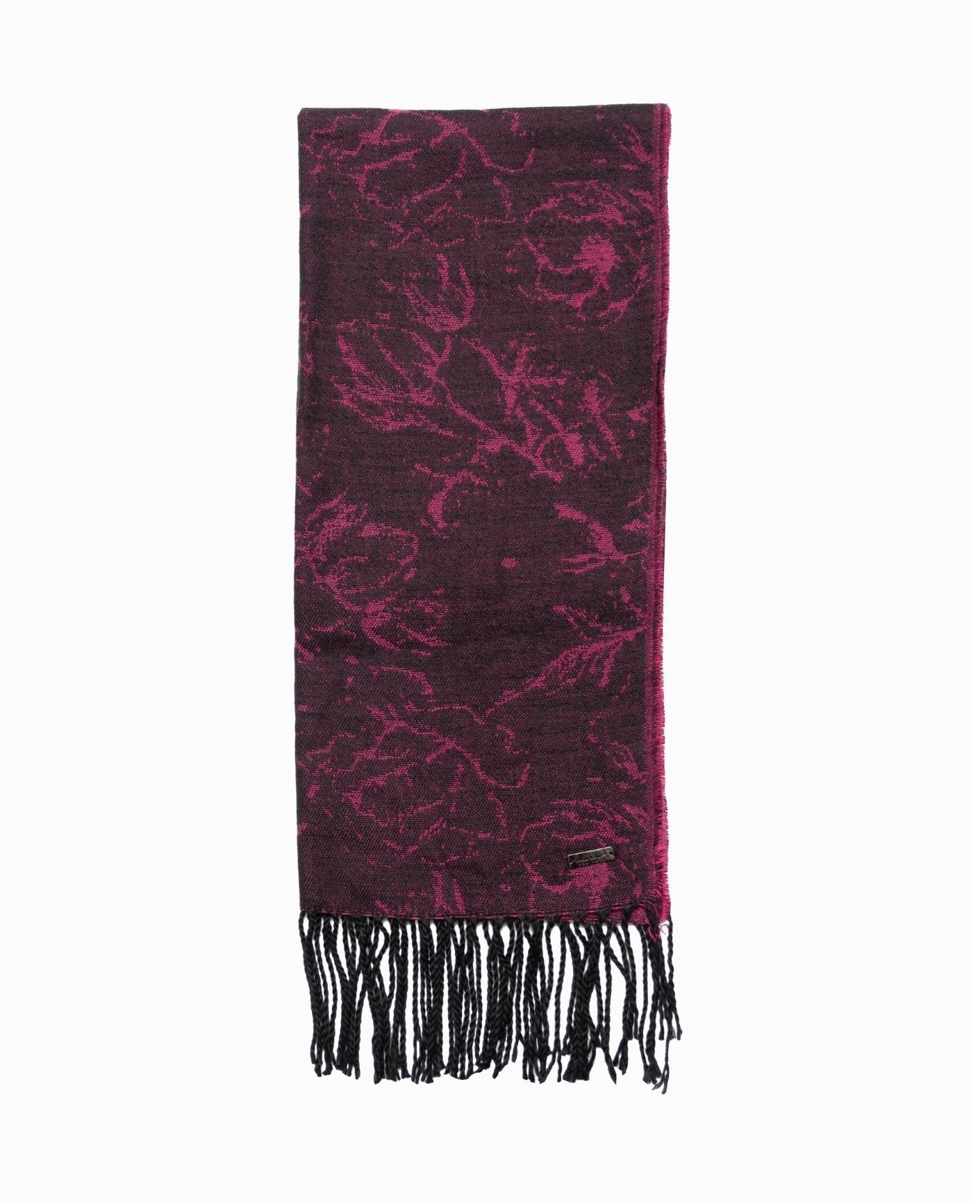 SCARF OF FLORAL BEANIE AND SCARF SET | Floral Pink and Black