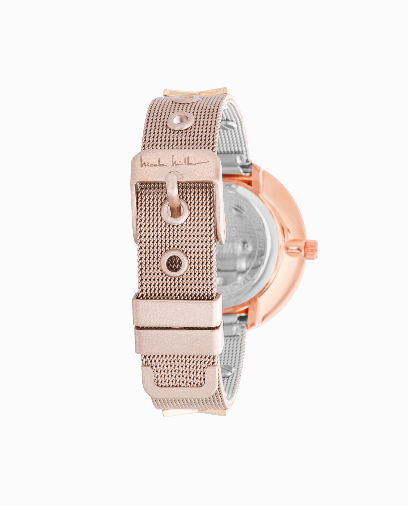 ROSE GOLD TONE STAINLESS STEEL STRAP WATCH, 36mm BAND CLOSE UP | Rose Gold
