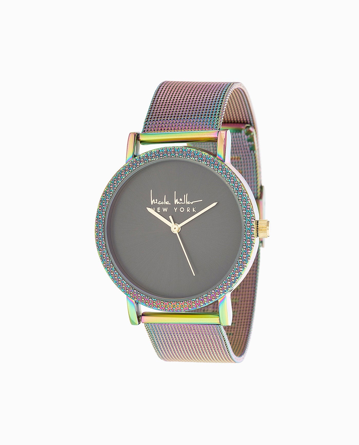 FRONT OF IRIDESCENT TONE STAINLESS STEEL STRAP WATCH, 36MM | Iridescent
