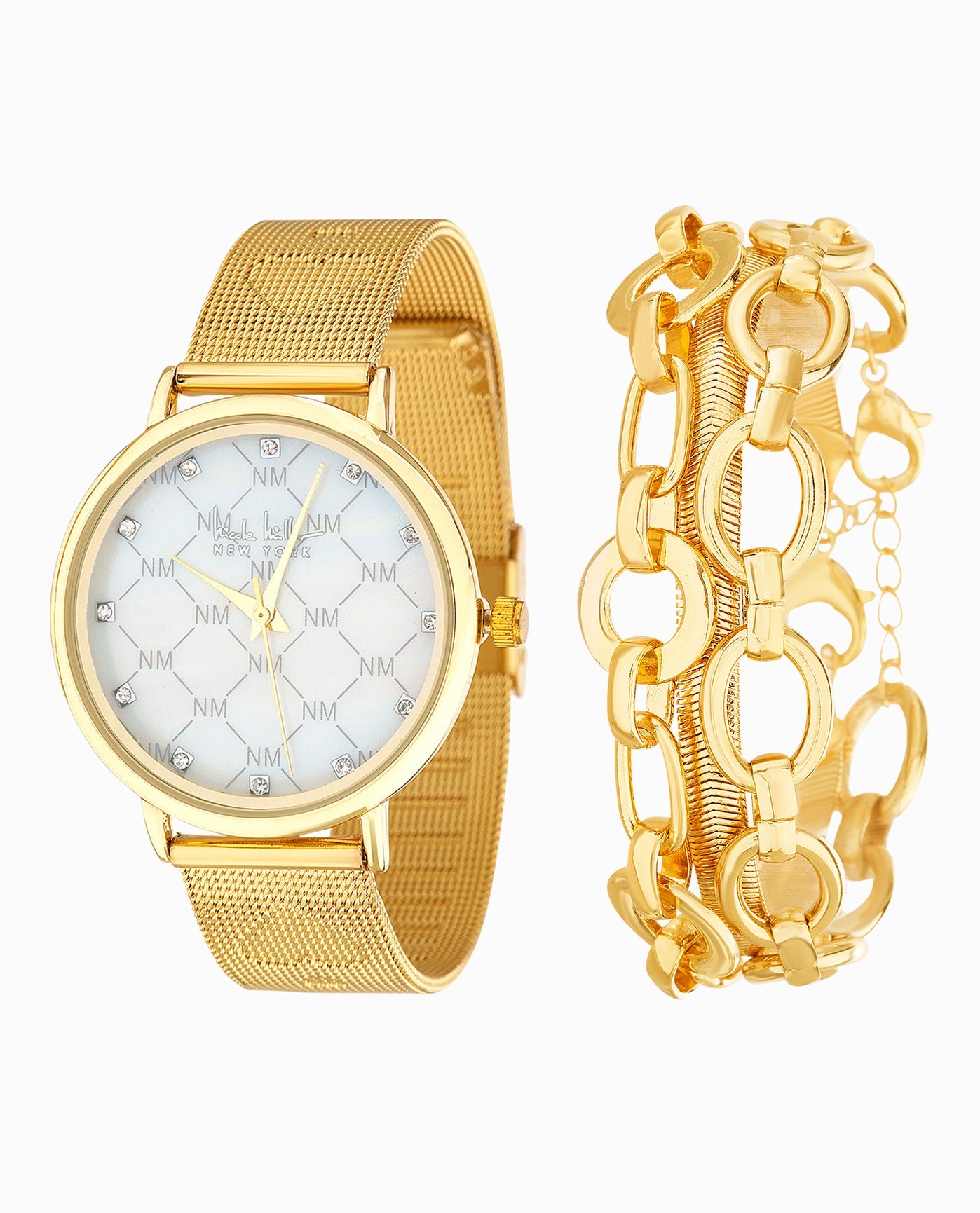 FRONT OF STAINLESS STEEL BRACELET WATCH, 35mm | Gold