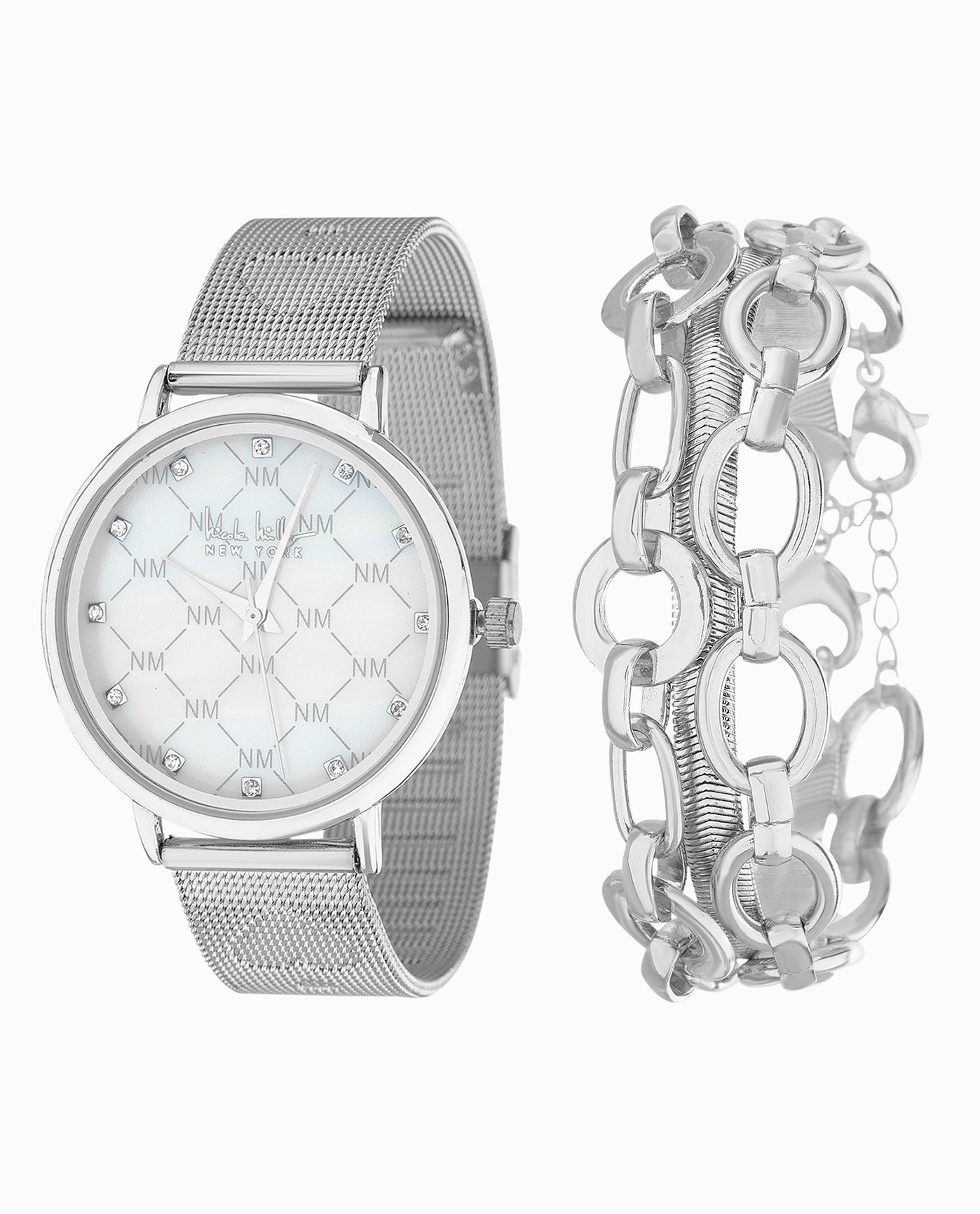 FRONT OF STAINLESS STEEL BRACELET WATCH, 35mm | Silver